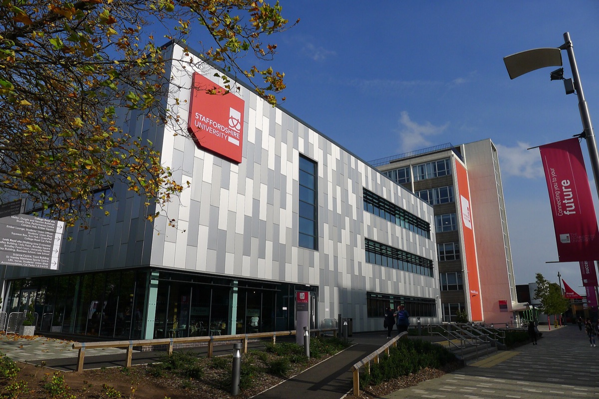 A modern Staffordshire University building on the College Road campus in Stoke-on-Trent